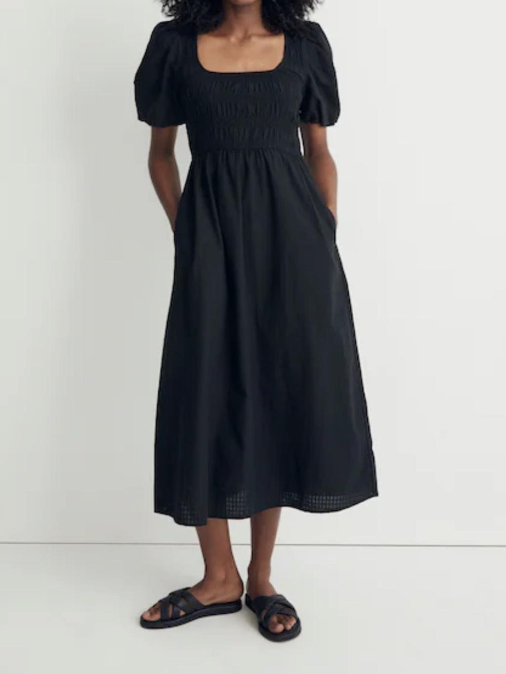 Lucid Puff-Sleeve Midi Dress